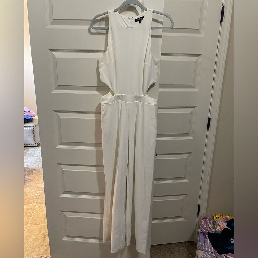 Express White Sleeveless Jumpsuit